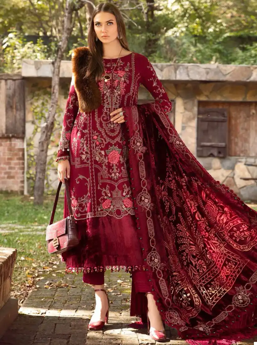 Deepsy Suits Mariab Embroidered 24 Rayon Cotton Wholesale Pakistani Salwar Suit Catalog