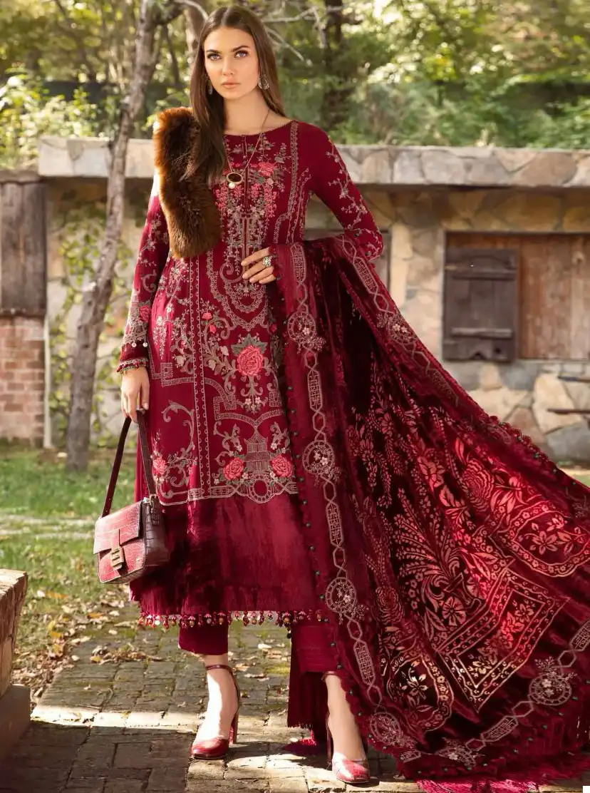 Deepsy Suits Mariab Embroidered 24 Rayon Cotton Wholesale Pakistani Salwar Suit Catalog