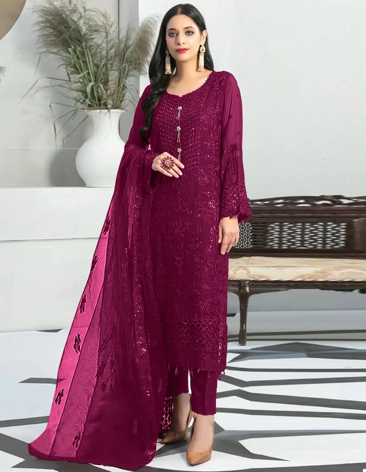 Dinsaa Suit D No 235 Heavy Georgette Wholesale Pakistani Salwar Suit Catalog