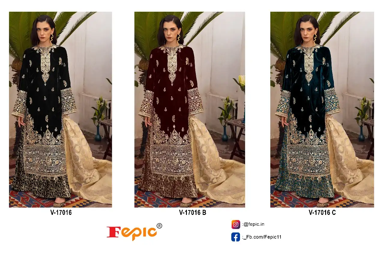Fepic 17016 Velvet Wholesale Pakistani Winter Salwar Suit Catalog - Image 7