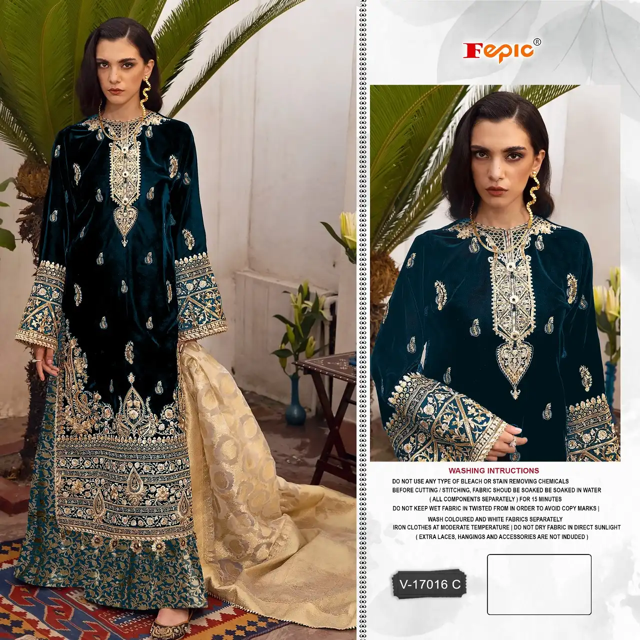 Fepic 17016 Velvet Wholesale Pakistani Winter Salwar Suit Catalog - Image 4