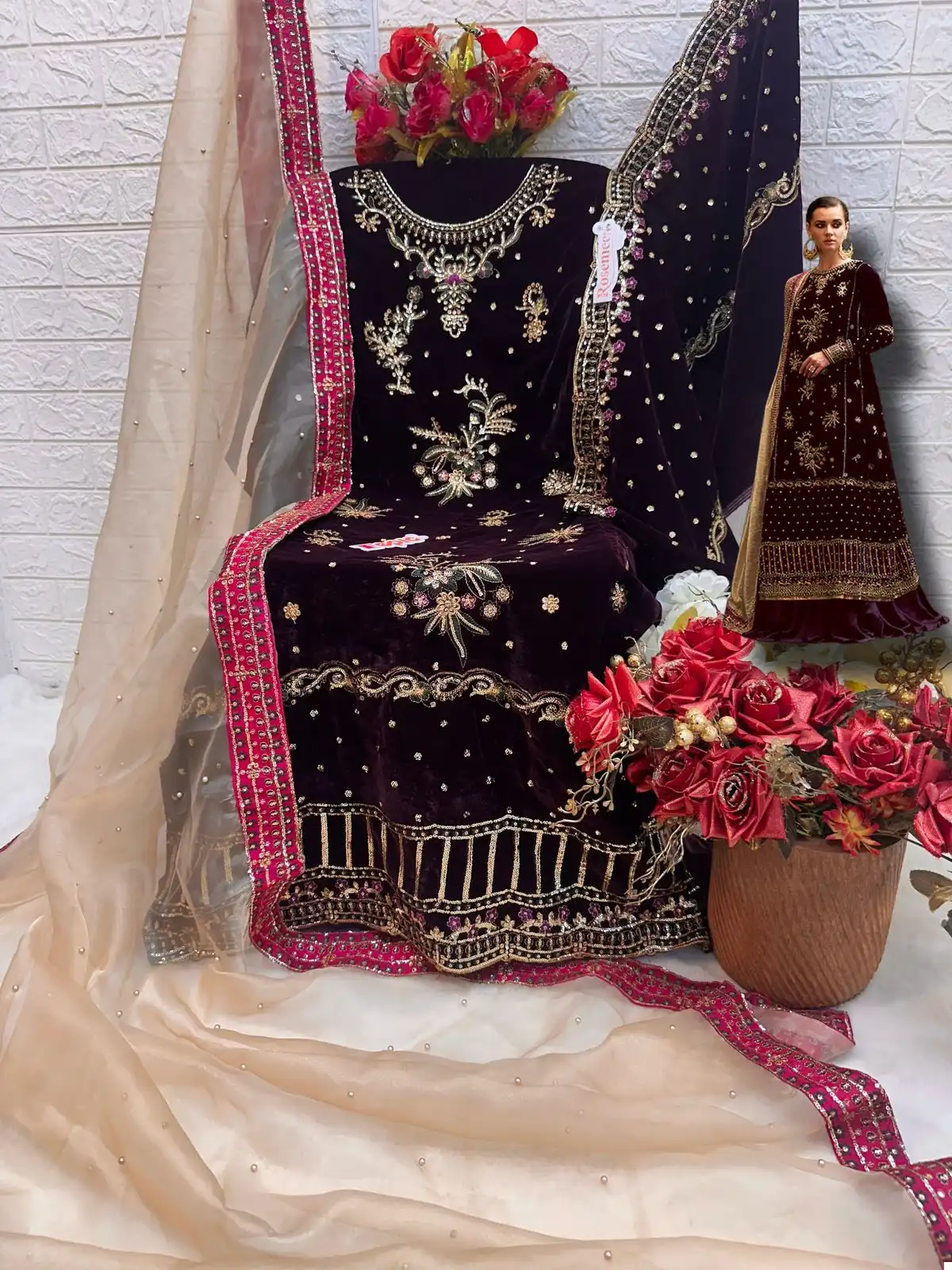 Fepic V 17023 Velvet Wholesale Designer Winter Pakistani Salwar Suit Catalog - Image 6