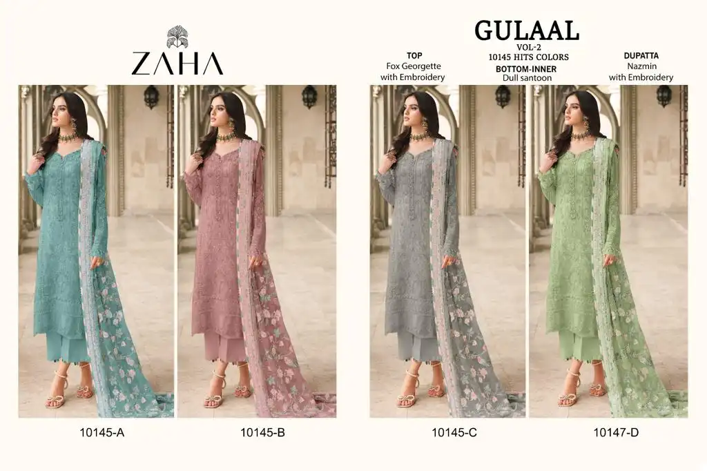 Zaha Gulaal Vol 1 Georgette Wholesale Pakistani Salwar Suit Catalog - Image 13