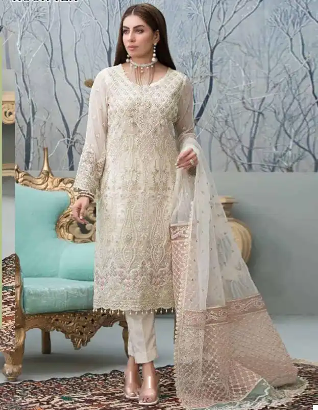 Hoor Tex H-91 Faux Georgette Wholesale Pakistani Suit
