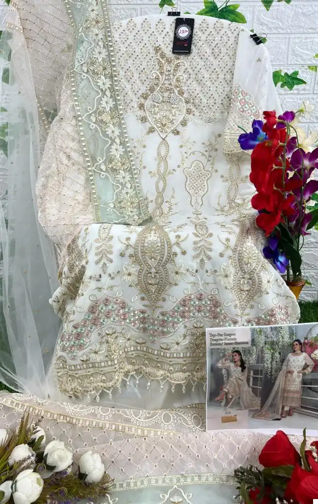 Hoor Tex H-91 Faux Georgette Wholesale Pakistani Suit - Image 2