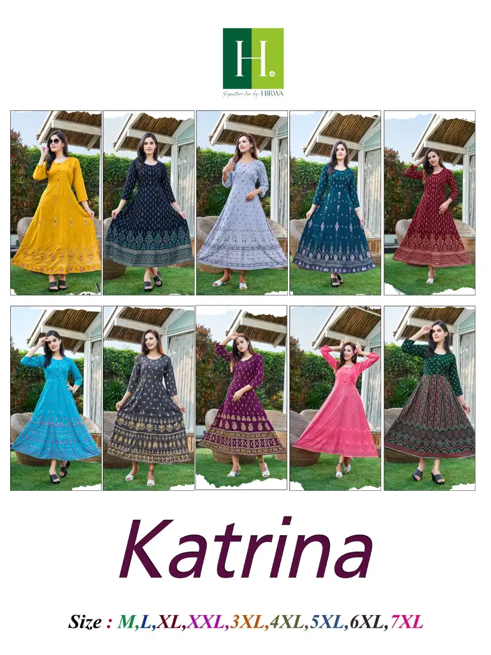 Hirwa Katrina Heavy Rayon Wholesale Long Anarkali Kurtis Catalog - Image 11