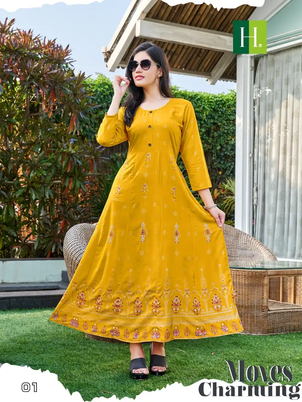 Hirwa Katrina Heavy Rayon Wholesale Long Anarkali Kurtis Catalog - Image 2