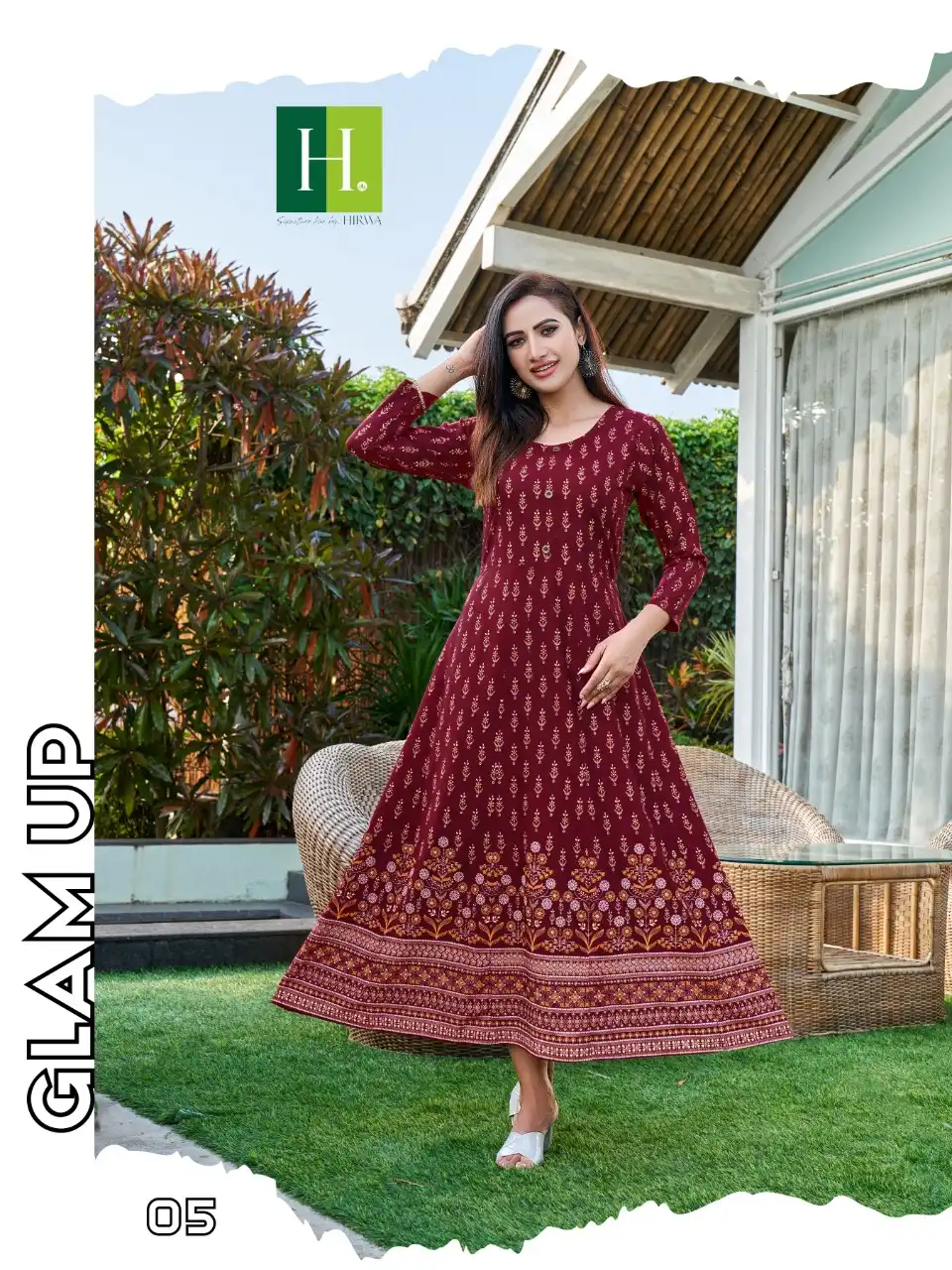 Hirwa Katrina Heavy Rayon Wholesale Long Anarkali Kurtis Catalog - Image 5