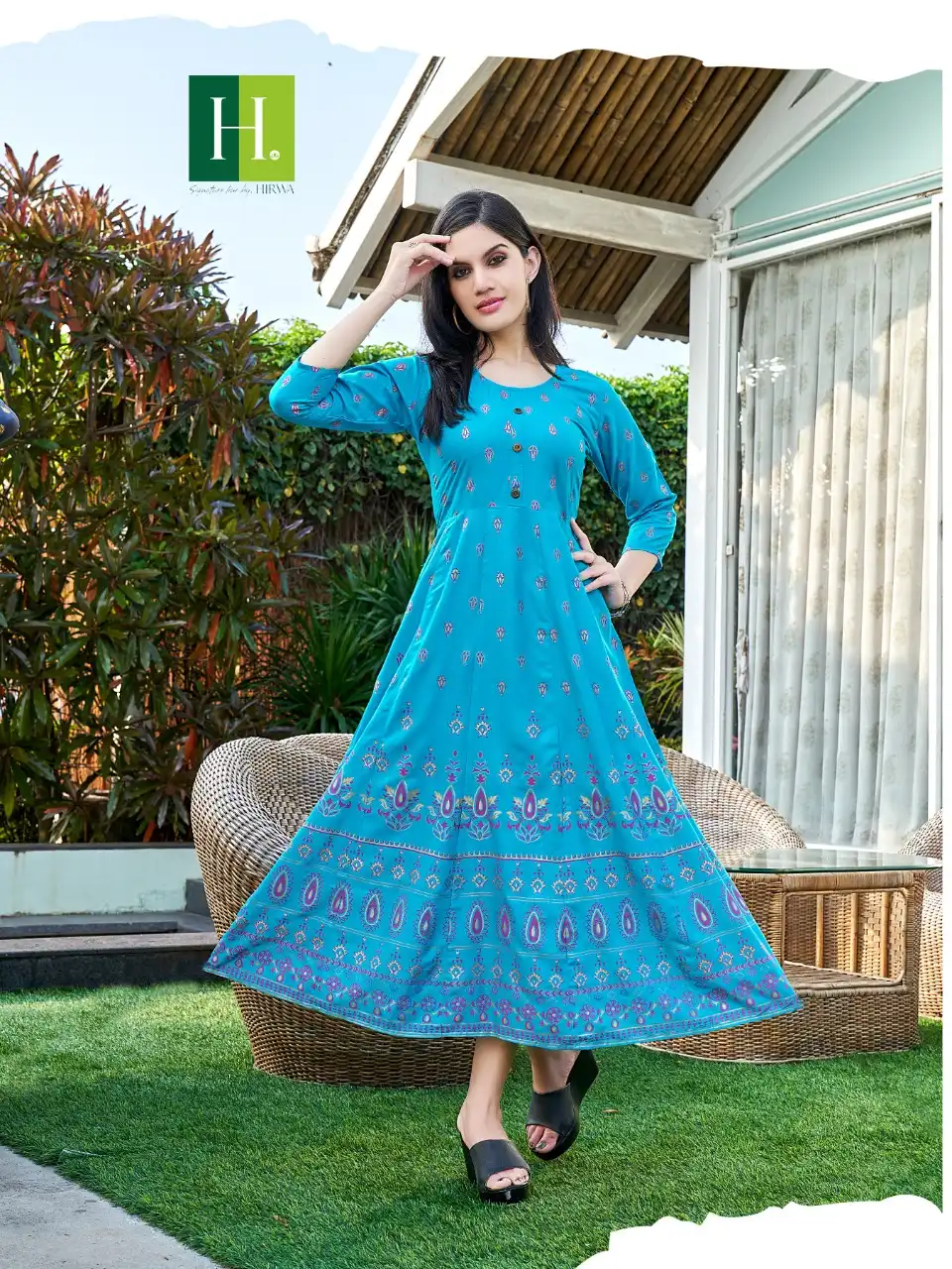 Hirwa Katrina Heavy Rayon Wholesale Long Anarkali Kurtis Catalog - Image 6