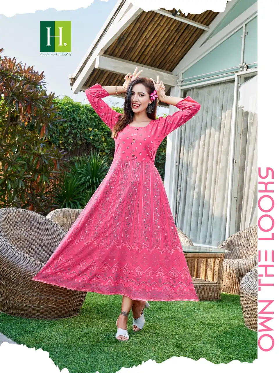 Hirwa Katrina Heavy Rayon Wholesale Long Anarkali Kurtis Catalog - Image 8