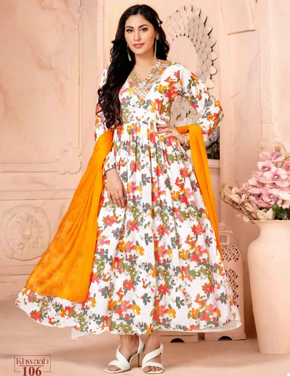 Hirwa Khwaab Georgette Wholesale Long Gown With Dupatta Catalog