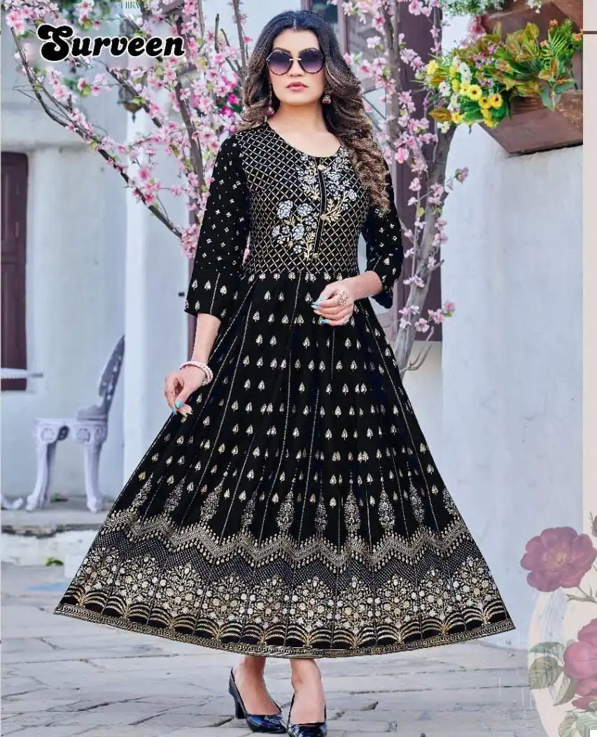 Hirwa Surveen Vol 2 Heavy Rayon 14 Kg Wholesale Long Gown Catalog