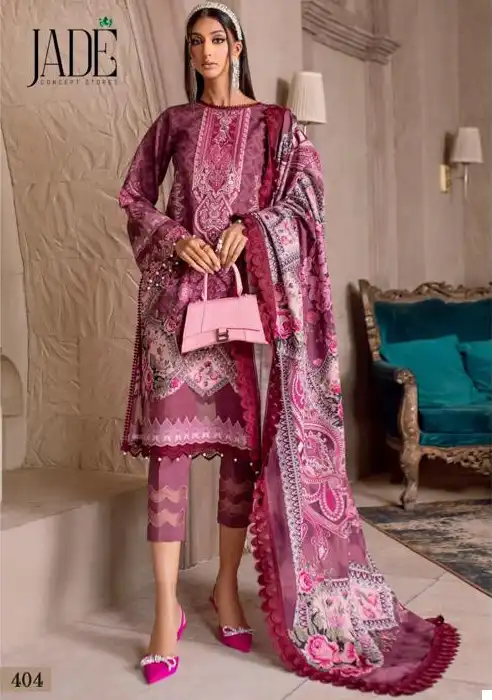 Jade Bin Saeed Vol 4 Lawn Cotton Wholesale Pakistani Salwar Suit Catalog
