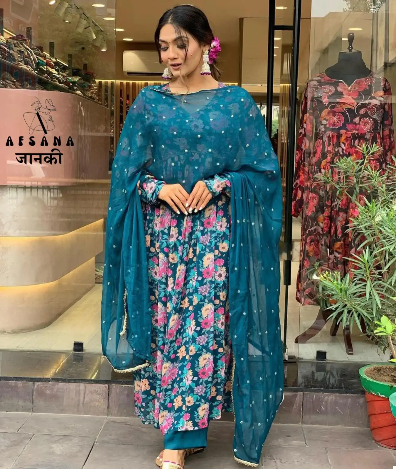 Afsana Janki Chinon Wholesale Readymade Suits Catalog