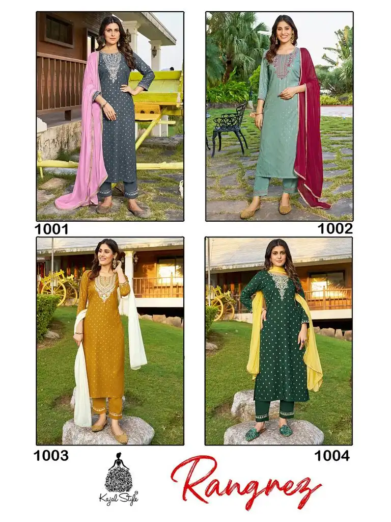 Kajal Style Rangrez Vol 1 Rayon Wholesale Readymade Salwar Suit Catalog - Image 5