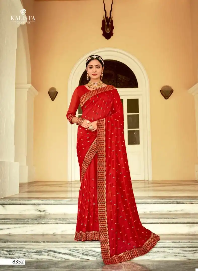 Kalista Bell Bottom P/C Vichitra Wholesale Sarees Catalog - Image 2