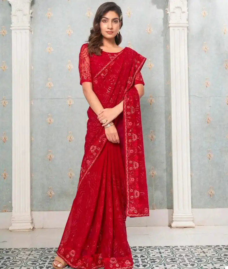 Kalista Lime Light Faux Georgette Wholesale Fancy Sarees Catalog