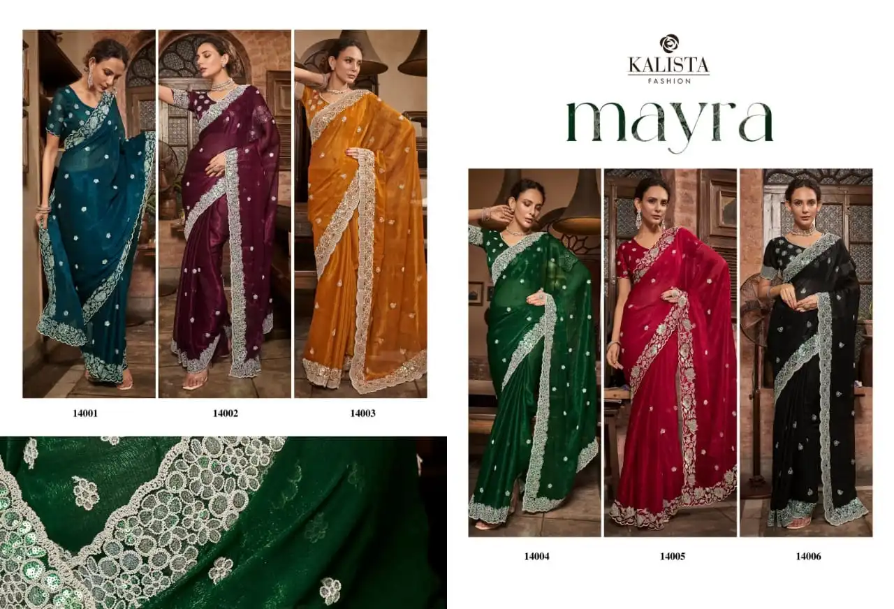 Kalista Mayra Sitara Chiffon Wholesale Fancy Sarees Catalog - Image 7