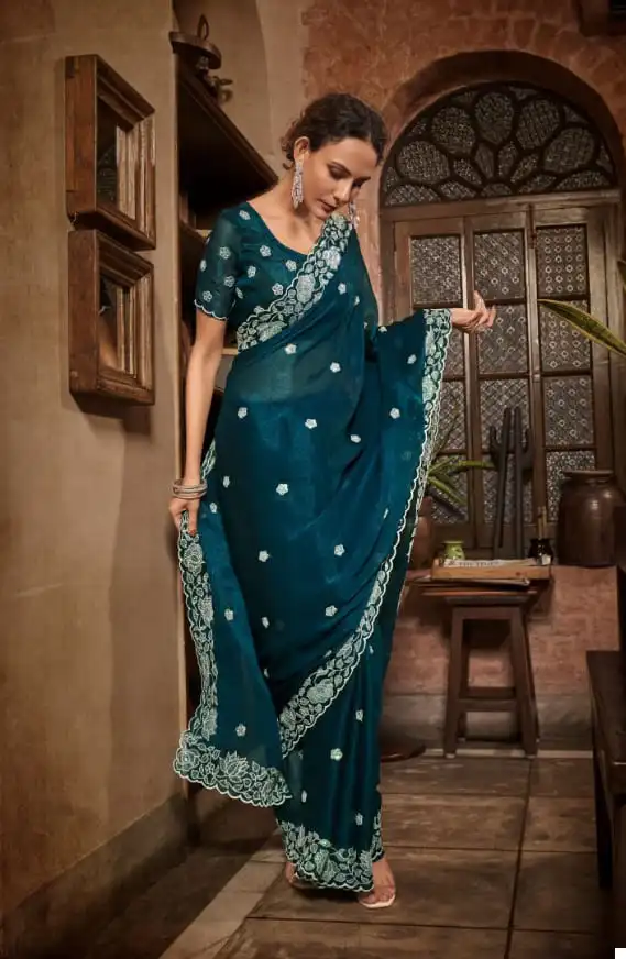 Kalista Mayra Sitara Chiffon Wholesale Fancy Sarees Catalog - Image 4
