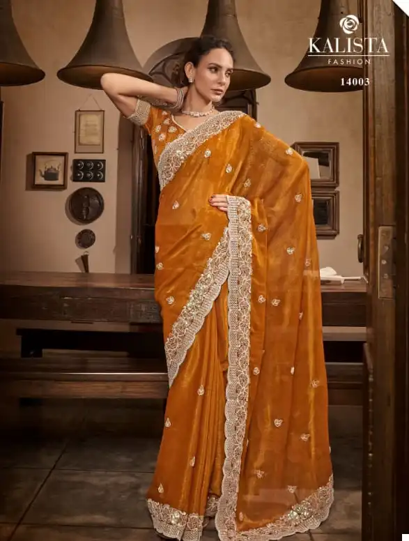 Kalista Mayra Sitara Chiffon Wholesale Fancy Sarees Catalog - Image 6