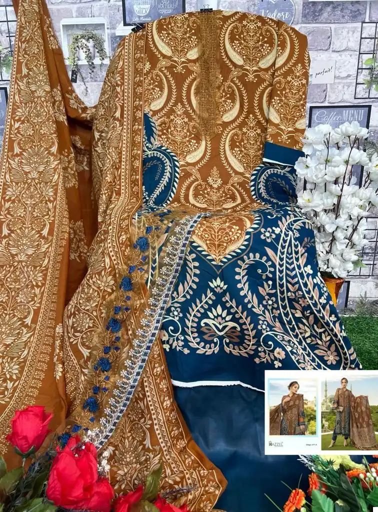 Hazzel Maria B Lawn Collection 071 Pure Cotton Printed Wholesale Pakistani Salwar Suit Catalog - Image 4