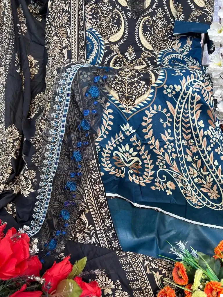 Hazzel Maria B Lawn Collection 071 Pure Cotton Printed Wholesale Pakistani Salwar Suit Catalog - Image 3