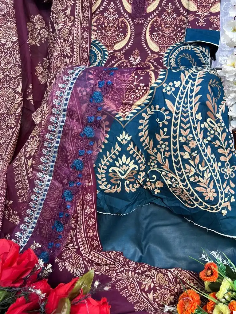 Hazzel Maria B Lawn Collection 071 Pure Cotton Printed Wholesale Pakistani Salwar Suit Catalog - Image 6