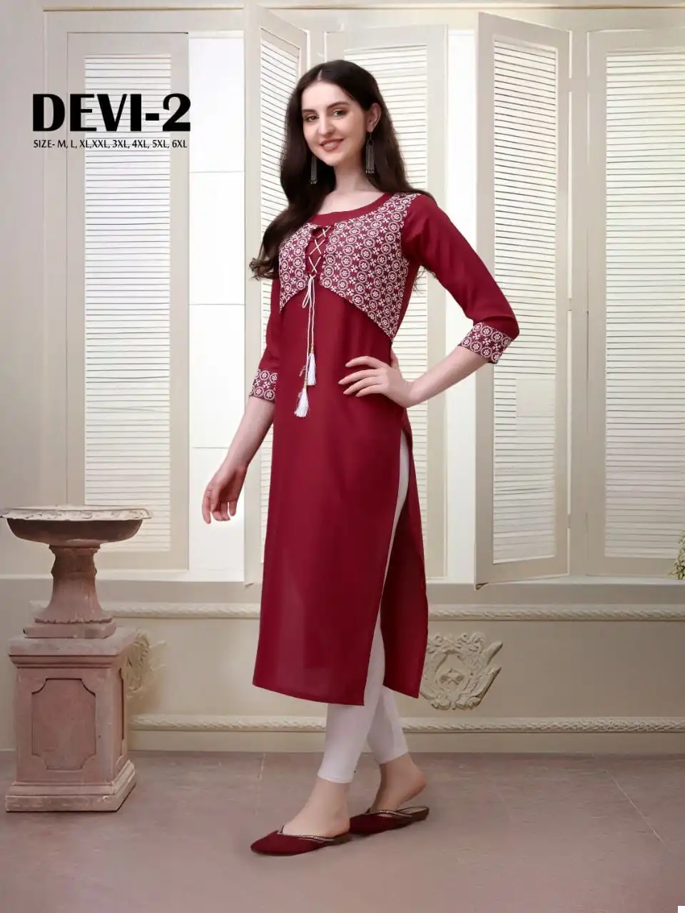 Maan Devi 2 Pure Ruby Cotton Wholesale Fancy Kurtis - Image 2