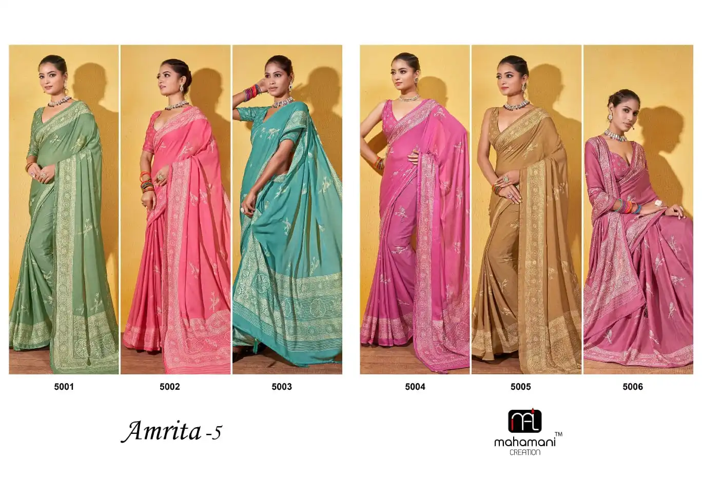 Mahamani Amrita Vol 5 Doll Moss Wholesale Sarees Catalog - Image 6