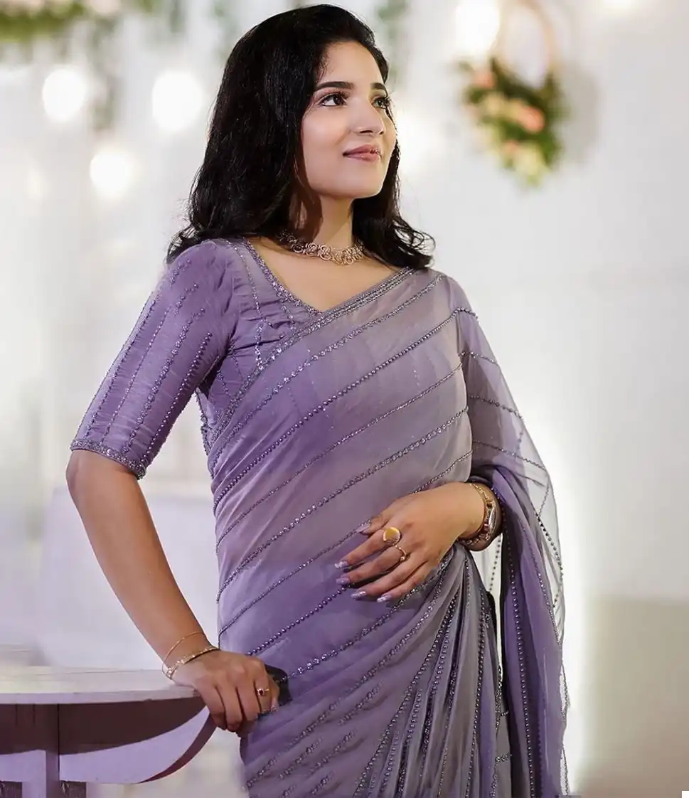 VE Purple Premium Georgette Wholesale Party Wear Saree — Wholesale Sarees, MPA wholesale from Surat — view 1