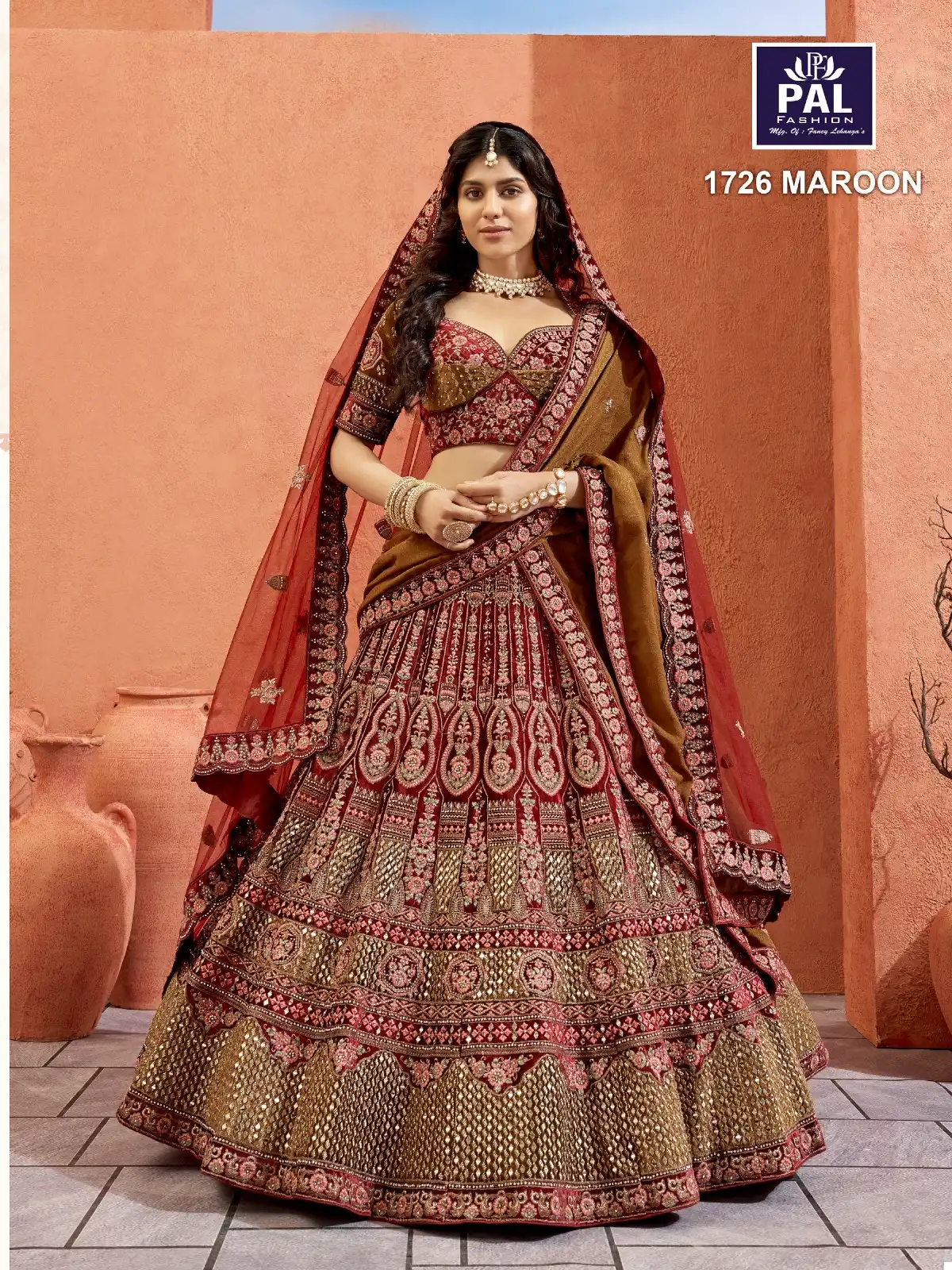 Pal Fashion D No 1726 Velvet Wholesale Bridal Lehenga Catalog - Image 2