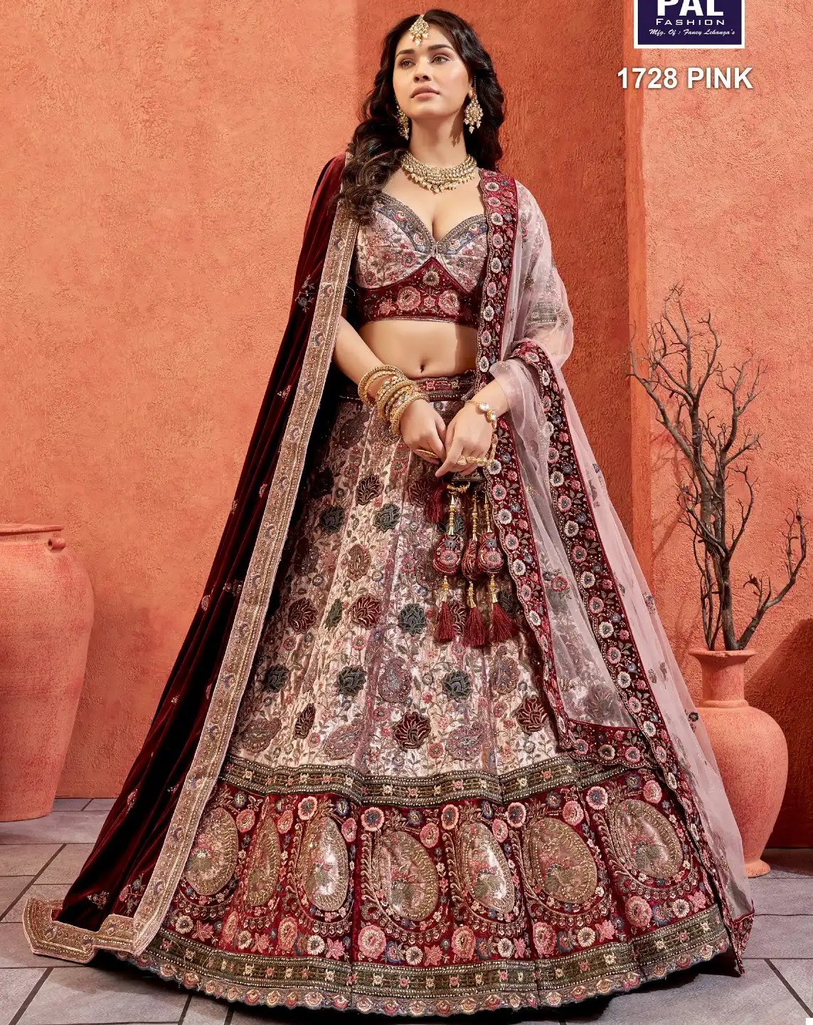 Pal Fashion D No 1728 Velvet Wholesale Bridal Lehenga Catalog