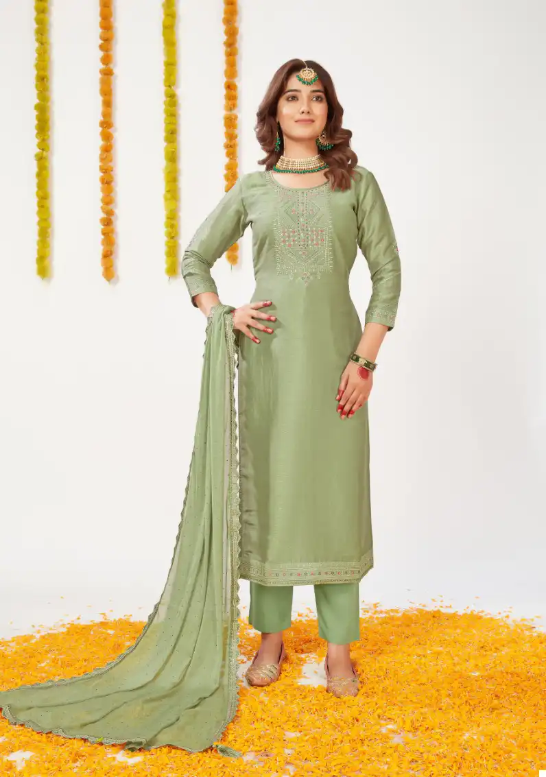 Panch Ratna Karra Shimar Silk Wholesale Salwar Suit Catalog - Image 2