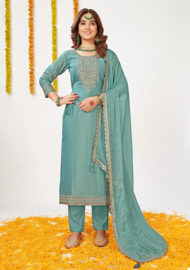 Panch Ratna Karra Shimar Silk Wholesale Salwar Suit Catalog - Image 3