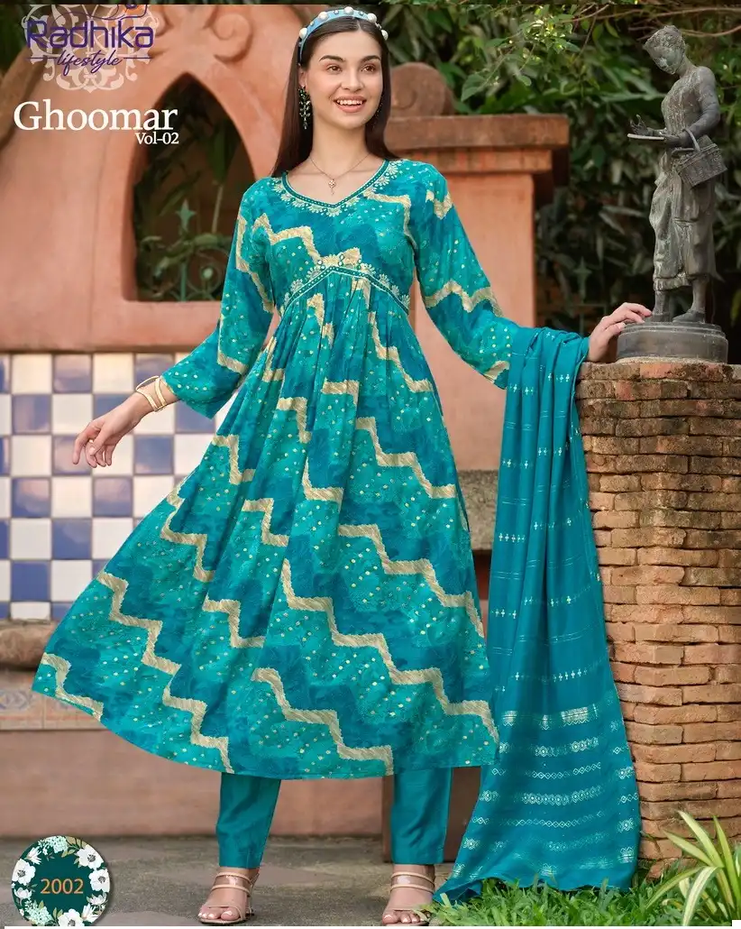 Radhika Lifestyle Ghoomar Vol 2 Rayon Print Wholesale Readymade Salwar Suit Catalog