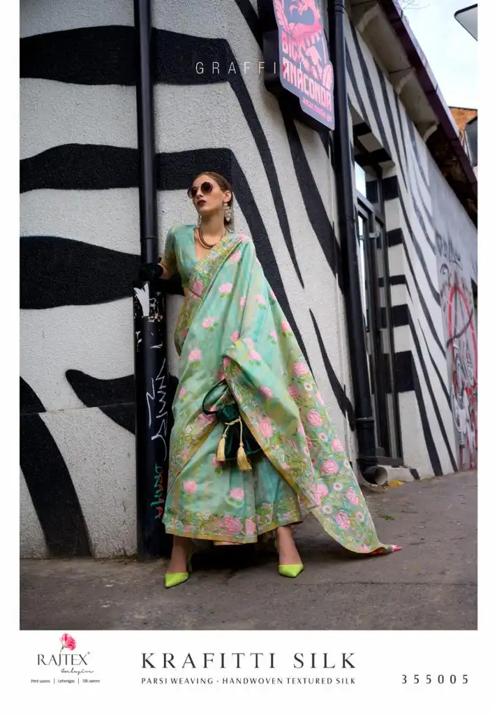 Rajtex Krafitti Silk Handwoven Textured Silk Wholesale Fancy Sarees Catalog - Image 2
