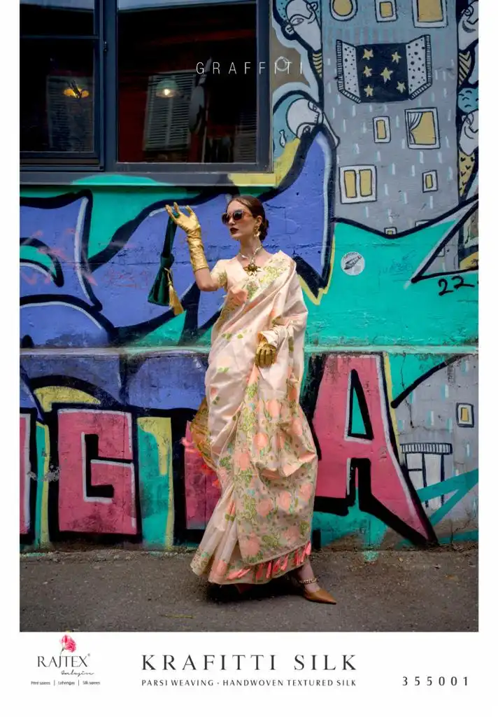 Rajtex Krafitti Silk Handwoven Textured Silk Wholesale Fancy Sarees Catalog - Image 3