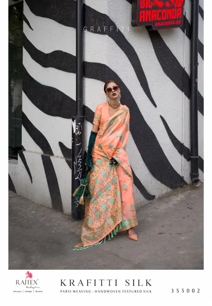 Rajtex Krafitti Silk Handwoven Textured Silk Wholesale Fancy Sarees Catalog - Image 4