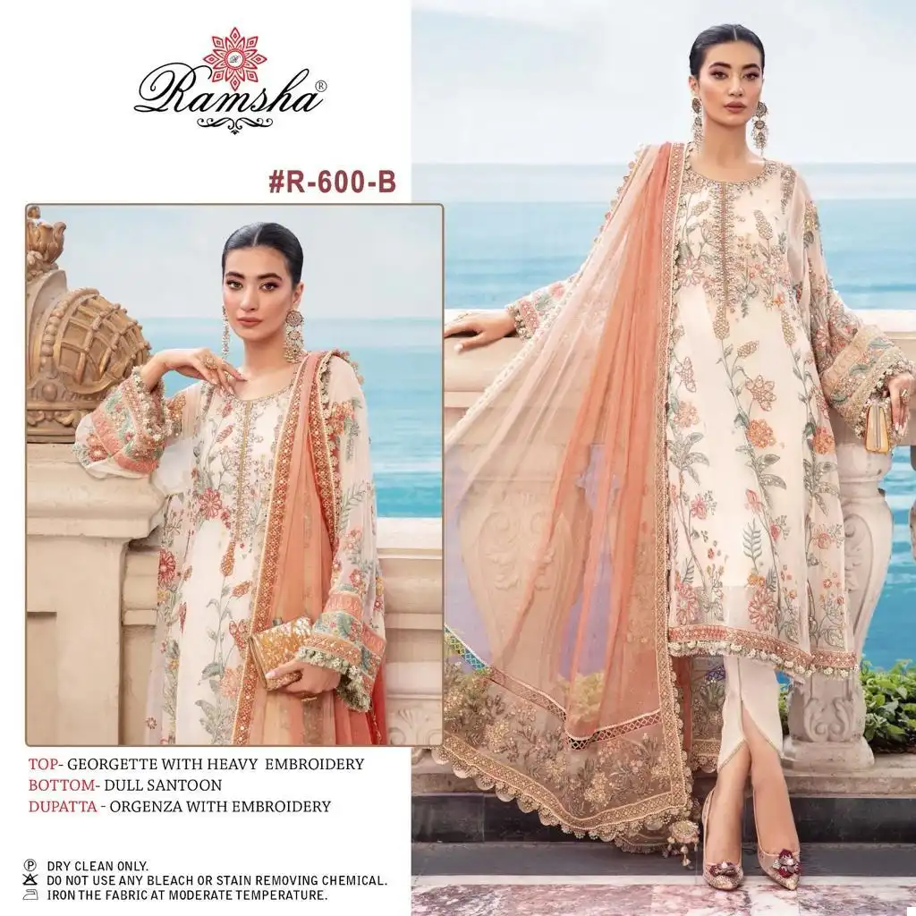 Ramsha R-600 Nx Georgette Wholesale Pakistani Salwar Suit Catalog - Image 3