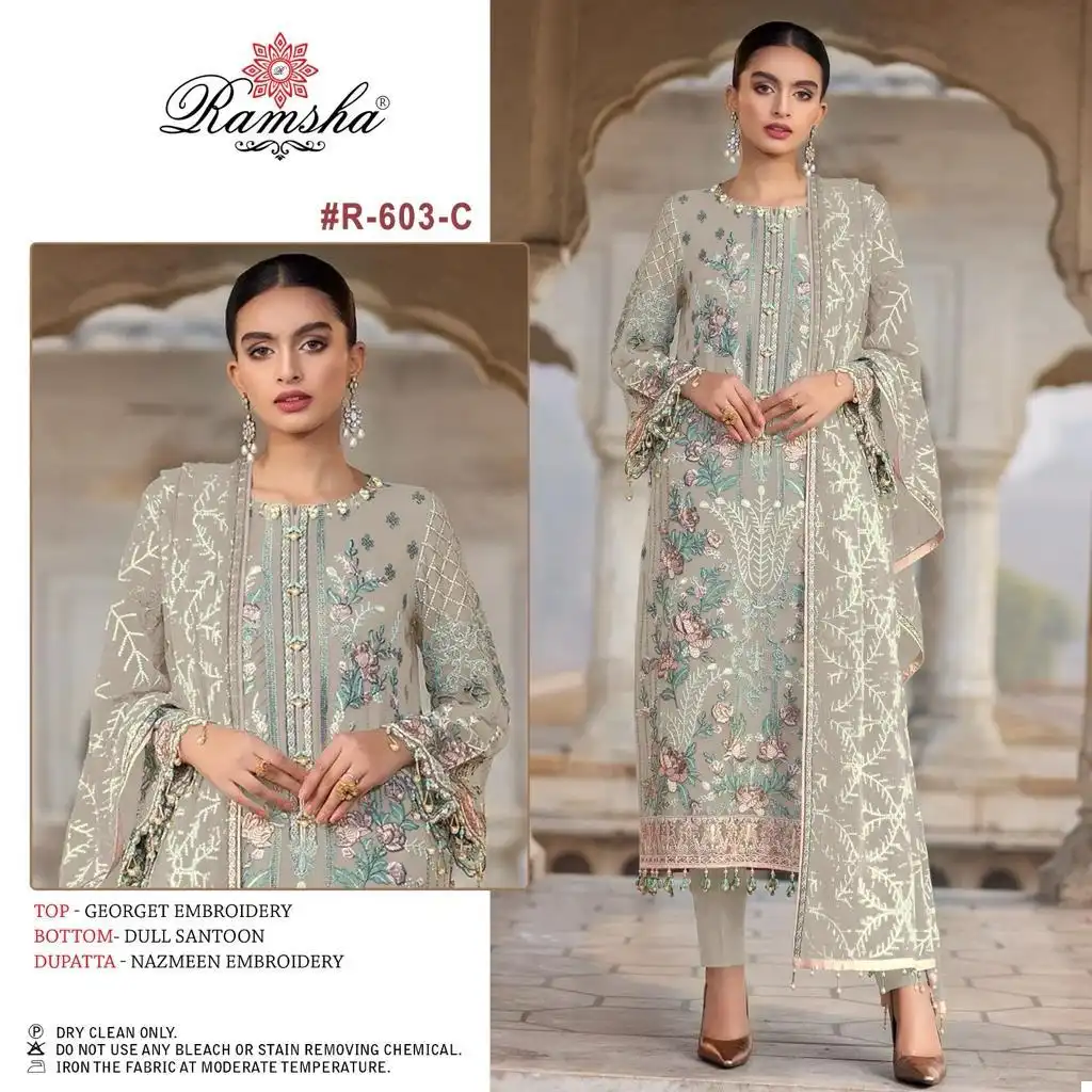 Ramsha R-603 Nx Georgette Wholesale Pakistani Salwar Suit Catalog - Image 3