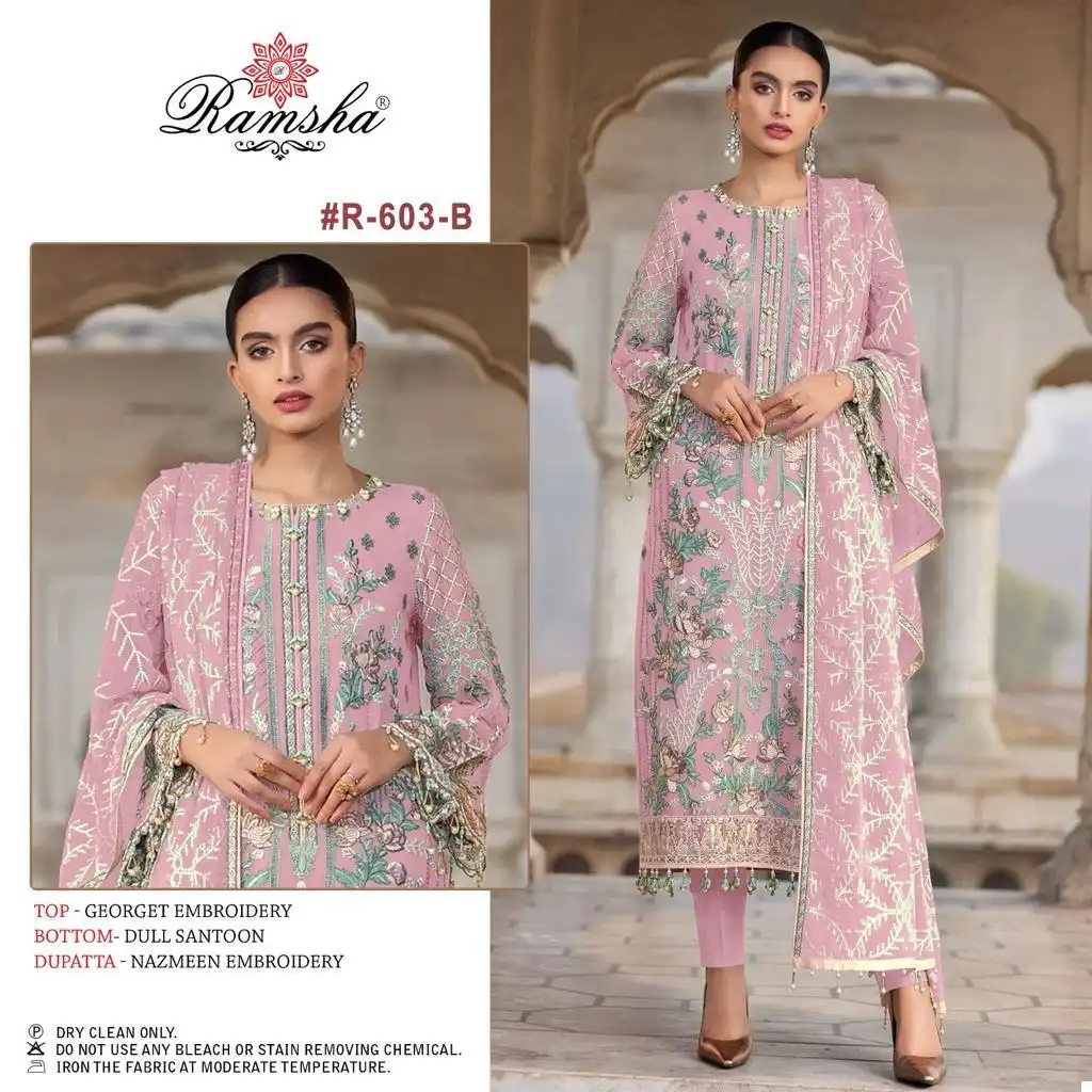 Ramsha R-603 Nx Georgette Wholesale Pakistani Salwar Suit Catalog - Image 4
