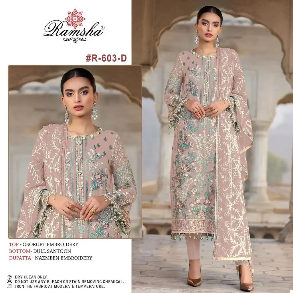 Ramsha R-603 Nx Georgette Wholesale Pakistani Salwar Suit Catalog - Image 5