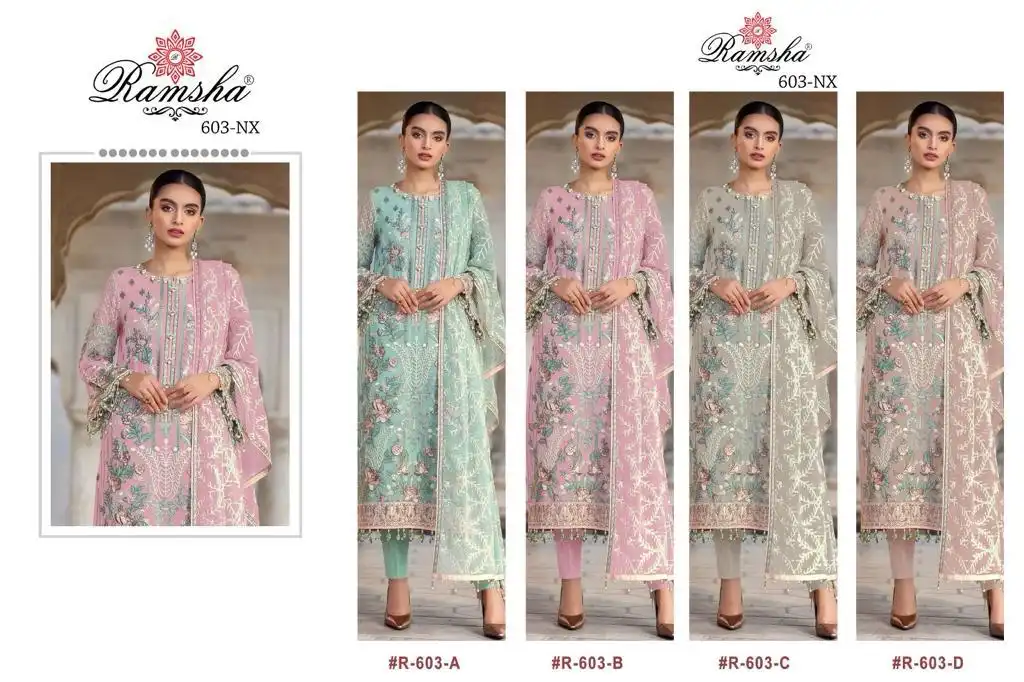 Ramsha R-603 Nx Georgette Wholesale Pakistani Salwar Suit Catalog - Image 9
