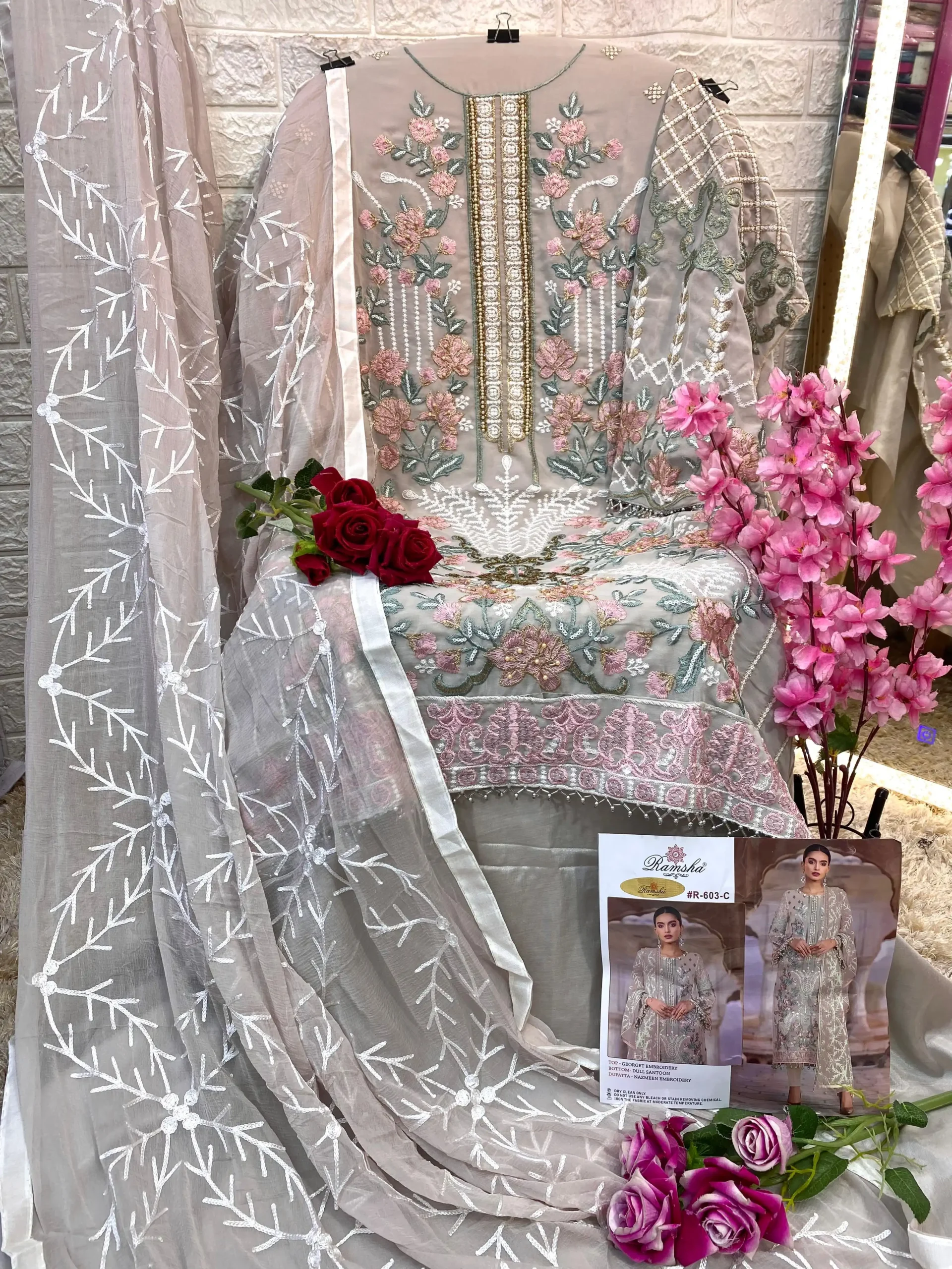 Ramsha R-603 Nx Georgette Wholesale Pakistani Salwar Suit Catalog - Image 7