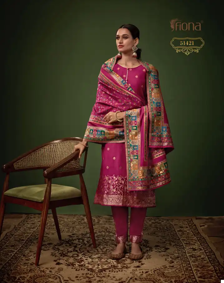 Fiona Shabnam Jacquard Silk Wholesale Fancy Salwar Suit Catalog - Image 3