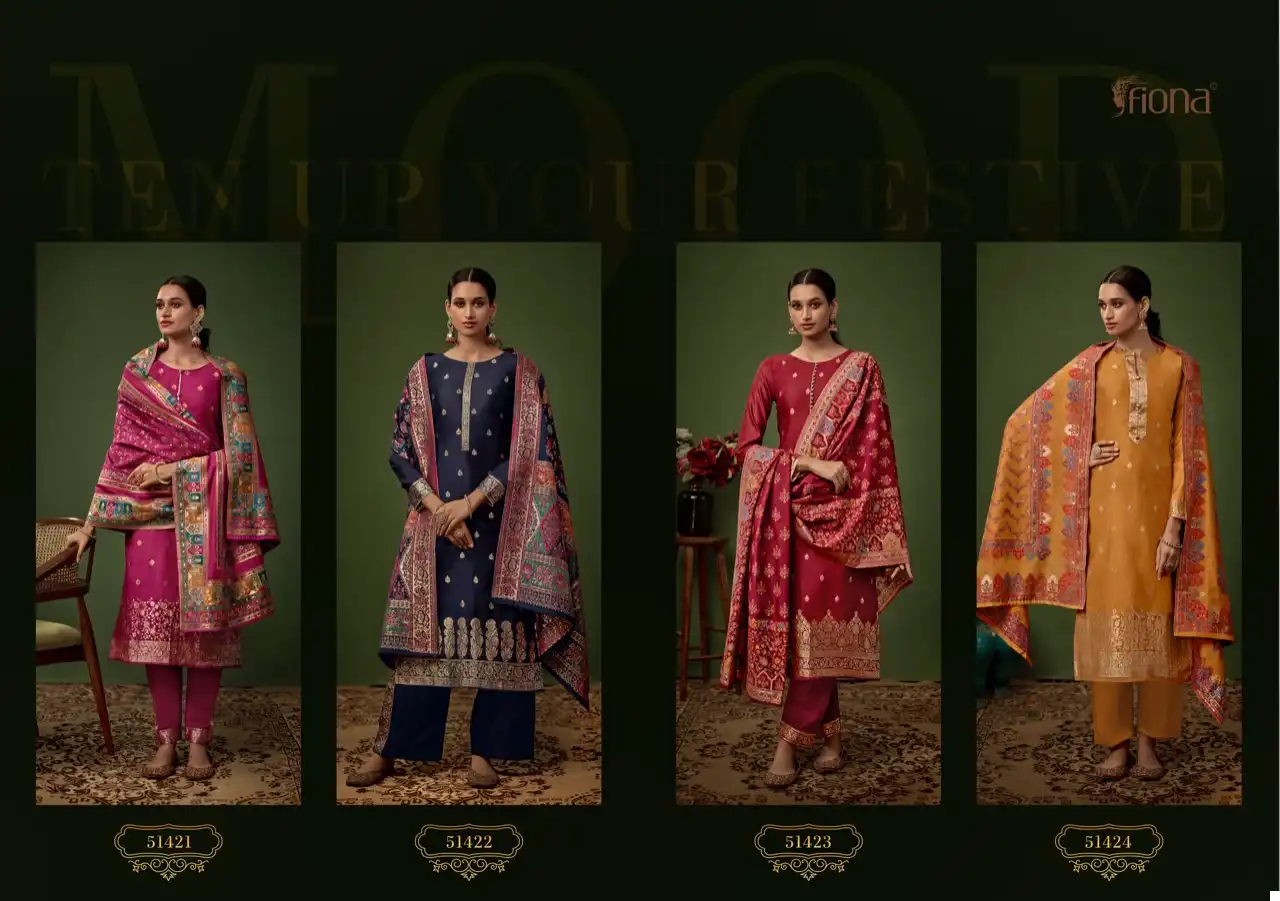 Fiona Shabnam Jacquard Silk Wholesale Fancy Salwar Suit Catalog - Image 5