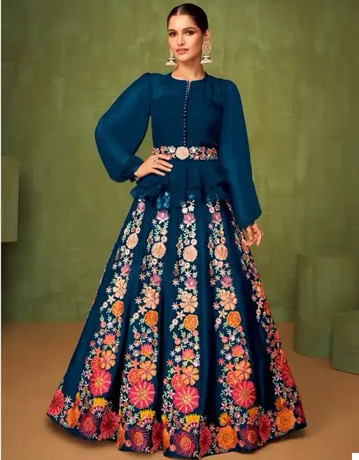 Sayuri Designer 5206 Colours Violet Premium Wholesale Designer Long Gown Catalog