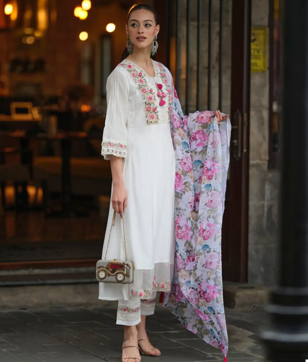 Vardan Ethnic Code 423 White Chanderi Cotton Wholesale Readymade Salwar Suit