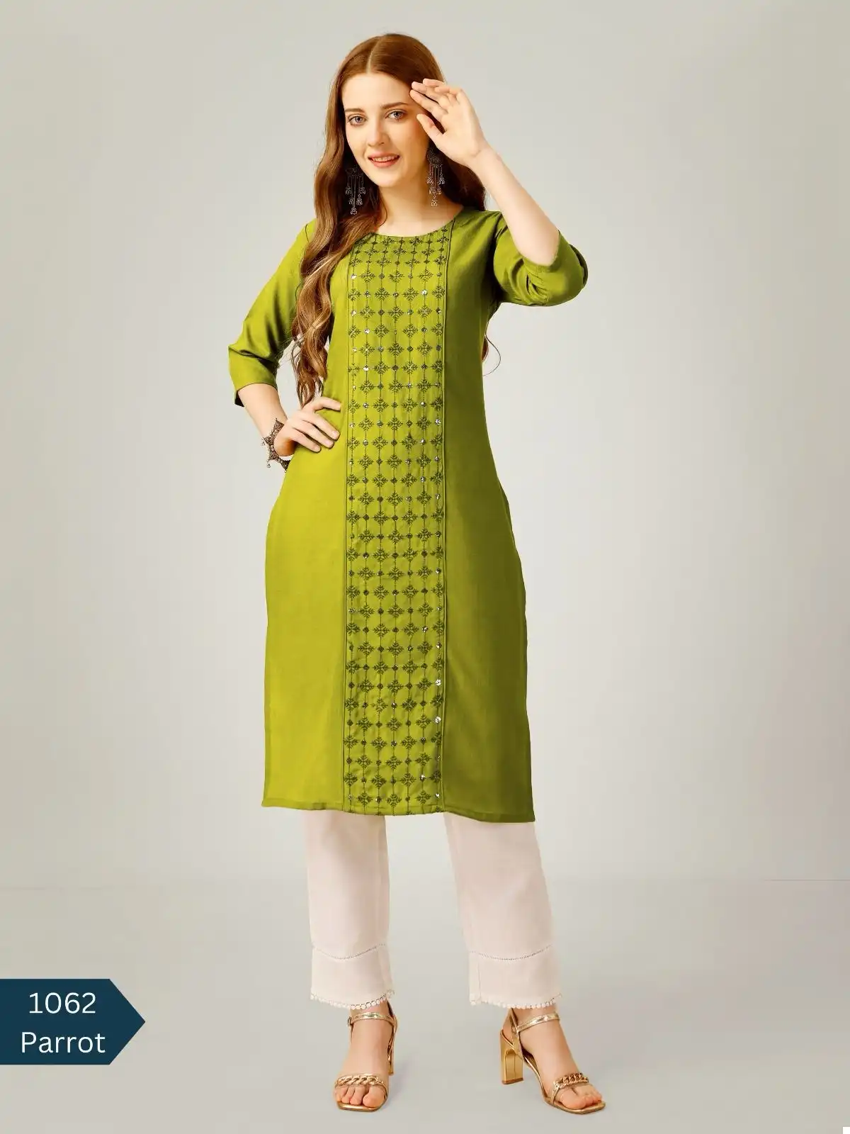 Vardan Ethnic Design No 1062 Cotton Blend Wholesale Kurti With Pant Catalog - Image 2