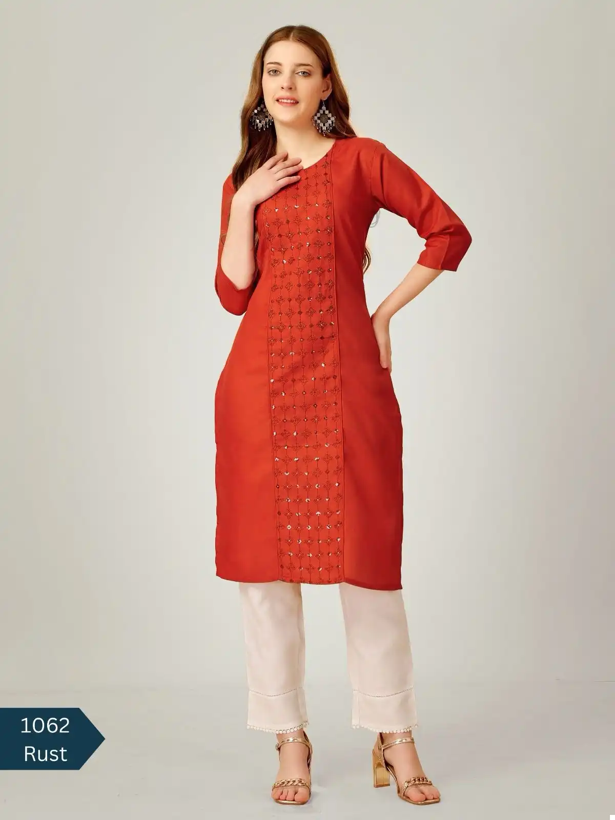 Vardan Ethnic Design No 1062 Cotton Blend Wholesale Kurti With Pant Catalog - Image 3